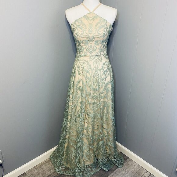 Speechless Pearl Gala Strappy-Back Long Sparkle Embroidered Prom Dress Size 3 - Picture 3 of 14